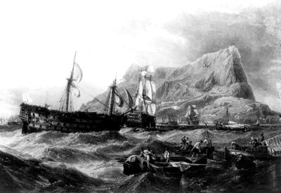 HMS Victory slept tilbake til Gibraltar, 1805, 1800-tallet av Unbekannt
