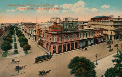 Havana: Prado, Neptuno og Hotel Plaza. Prado, Central Park og Plaza Hotel, c1910 av Unbekannt