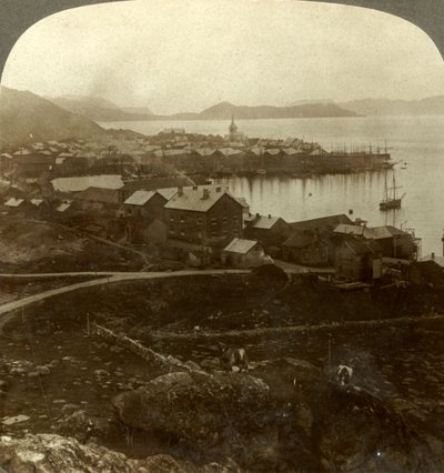 Hammerfest. Verdens nordligste by - ingen solnedgang fra 13. mai til 29. juli, Norge, c1905. av Unbekannt