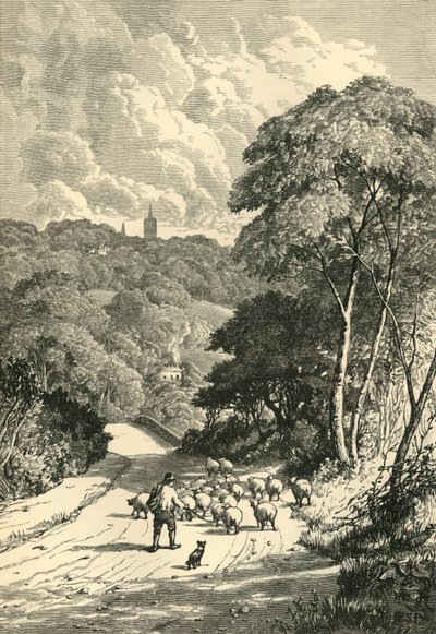 Hampstead, fra Kilburn Road, c1876. av Unbekannt