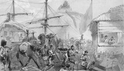 Havnen i Balaklava. Landingsstedet, ca 1850-tallet. av Unbekannt