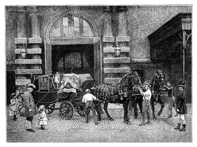 Utnytter de svarte hestene ved Royal Mews, Buckingham Palace, London, c1888 av Unbekannt