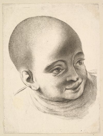 Head of a Child, fra Livre de Têtes Gravées dapres F. Boucher et Autres Book of..., 1700-tallet. av Unbekannt