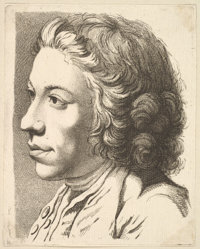 Head of a Man in Profile, fra Livre de Têtes Gravées dapres F. Boucher et Autres..., 1700-tallet. av Unbekannt