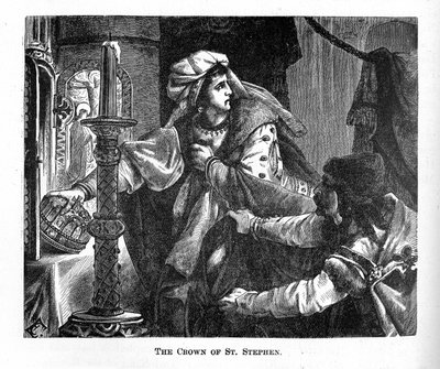 Helene Kottannerin stjeler den kongelige kronen til Saint Stephen i 1440 fra billedhistorien til W av Unbekannt