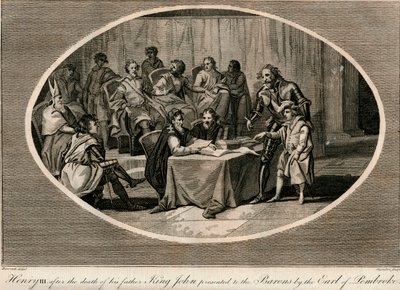 Henry III presentert for baronene av jarlen av Pembroke, 1216 1793 av Unbekannt