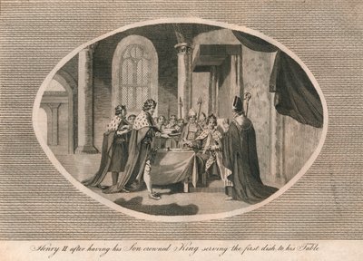 Henry II, etter å ha fått sønnen kronet til konge, serverte den første retten til bordet hans, 1170 1793 av Unbekannt