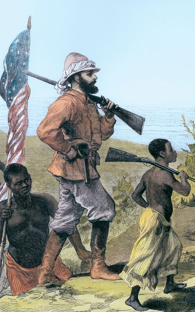 Henry Morton Stanley nærmer seg Tanganyikasjøen, Afrika, 1800-tallet av Unbekannt