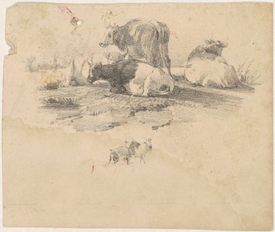 Storfeflokk, 1800-tallet. av Unbekannt