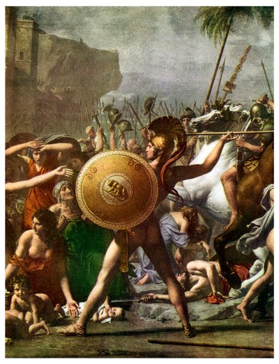 Heltedyrkelse: detalj fra The Intervention of the Sabine Women, 1799 1956 av Unbekannt