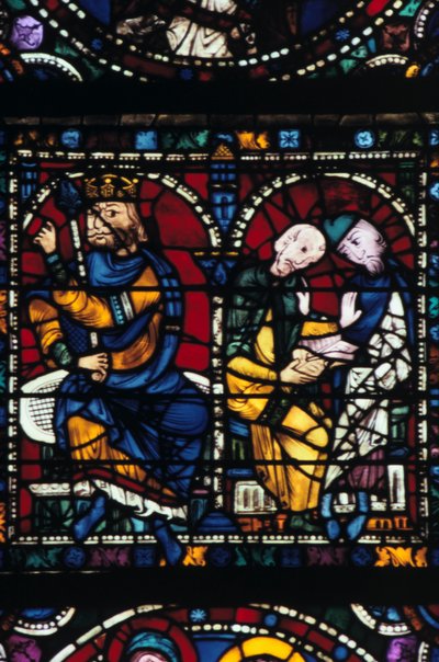 Herodes og hans rådgivere, farget glass, Chartres katedral, Frankrike, 1145-1155 av Unbekannt