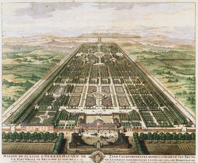Herrenhausen: Slott og hager, ca. 1745 av Unbekannt