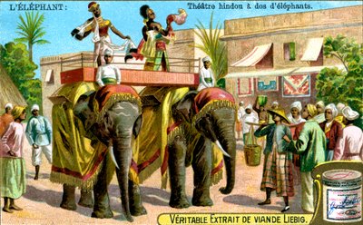 Hindu-teater på ryggen til elefanter, ca 1900 av Unbekannt