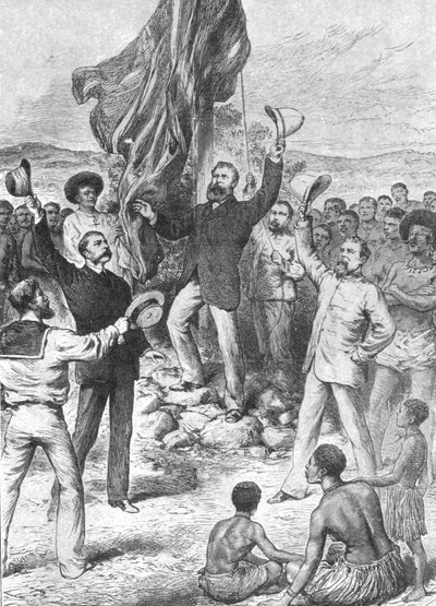 Heising av det britiske flagget i New Guinea, 1883: Mr Chester...Calling for Three Cheers, 1901. av Unbekannt