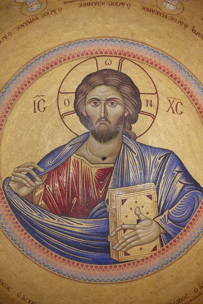 Den hellige gravs kirke, katolikonets tak, Kristus Pantocrator-mosaikk, Jerusalem, Israel av Unbekannt