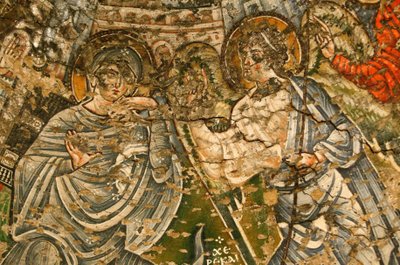 Holy Virgin and Saint John Kame koptisk kloster: freskomaleri fra 900-tallet: Bebudelsen Egypt av Unbekannt