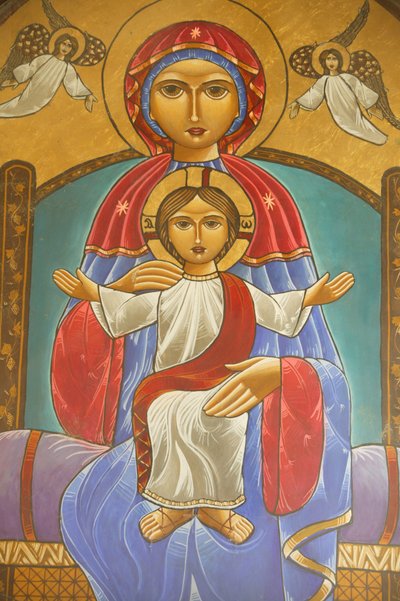 Holy Virgin og Saint John Kame koptisk klosterikon Egypt av Unbekannt