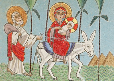 Holy Virgin og Saint John Kame koptisk klosterikon: Den hellige familie, Egypt av Unbekannt