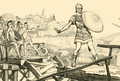 Horatius Cocles forsvarer broen, 1890. av Unbekannt