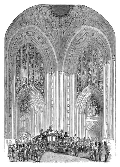 Houses of Parliament, Grand Entrance, Westminster, London, sent på 1800-tallet av Unbekannt