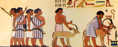 Hvordan en gammel egypter malte israelittenes komme inn i Egypt, ca 1930. av Unbekannt