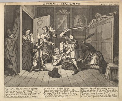 Hudibras katekisert plate 9: Illustrasjoner til Samuel Butlers Hudibras, 1725-30. av Unbekannt