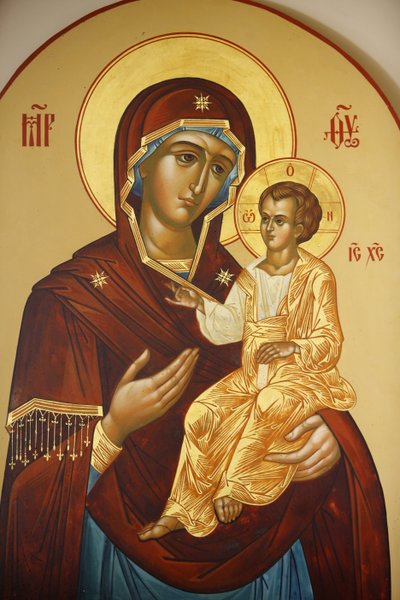 Ikon i Maria Magdalena russisk-ortodoks kirke på olivenberget: Jomfru og barn, Jerusalem, Israel av Unbekannt