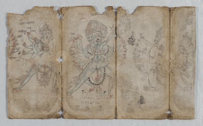 Ikonografisk tegning av tantriske opplyste vesener verso, ca. 1500. av Unbekannt