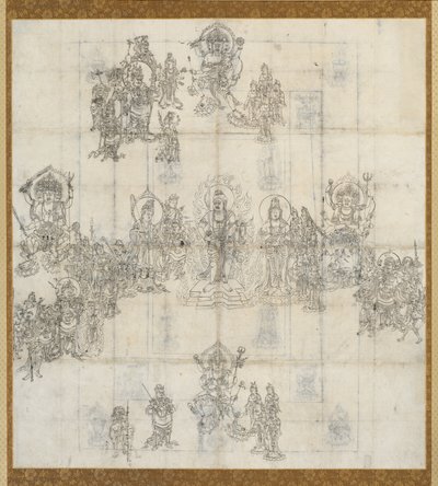 Ikonografisk skisse Zuzo for the Benevolent Kings Sutra Mandala, 1100-tallet. av Unbekannt