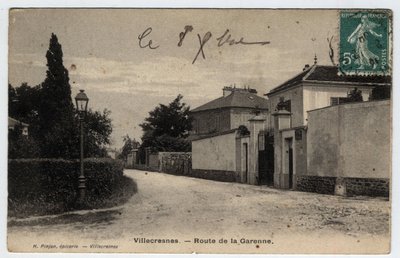 Ile de France, Val de Marne (94), Villecresnes: Garenne-veien - Postkort datert 1909 av Unbekannt
