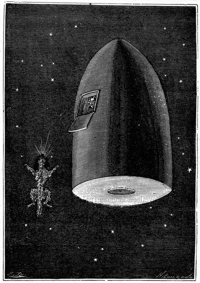 Illustrasjon fra Fra jorden til månen av Jules Verne, 1865 av Unbekannt