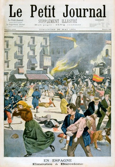 I Spania bryter det ut opptøyer i Barcelona, 1901 av Unbekannt