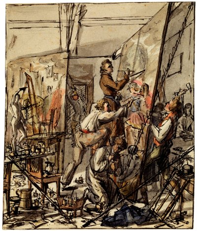 I et kunstnerstudio, 1820-tallet av Unbekannt