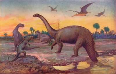 I Saurian Age, da verdens innbyggere var gigantiske peptiler, 1907 av Unbekannt