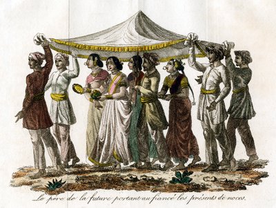 Indisk bryllupsprosesjon, c1800-tallet av Unbekannt