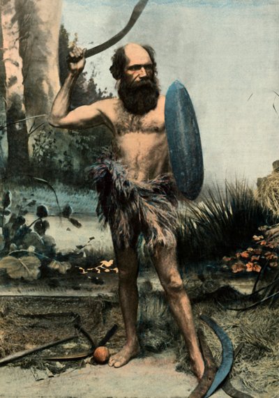 Urfolks australske hær Du Boomerang, aborigin bevæpnet med en Boomerang, 1900. av Unbekannt