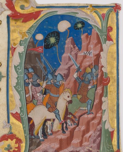 Innledende A med slaget ved Makkabeerne, ca. 1360-70. av Unbekannt