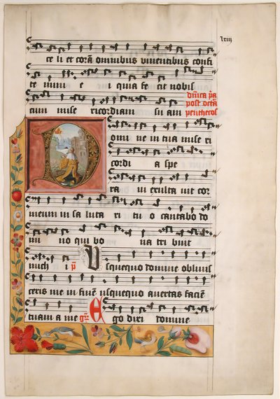 Innledende D med kong David, fra en cisterciensergradual, ca. 1524. av Unbekannt