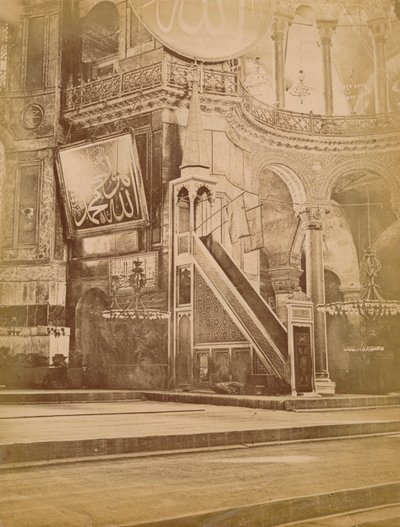 Interiør i Hagia Sophia, Istanbul, Tyrkia, 1800-tallet. av Unbekannt