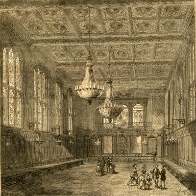 Interiør av Merchant Taylors Hall, 1897. av Unbekannt