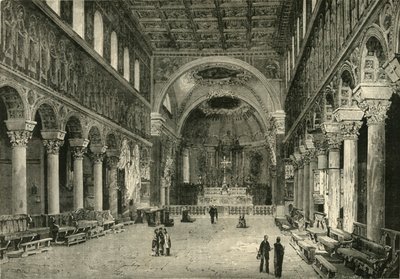 Interiør i San Apollinare Nuovo, Ravenna, 1890. av Unbekannt