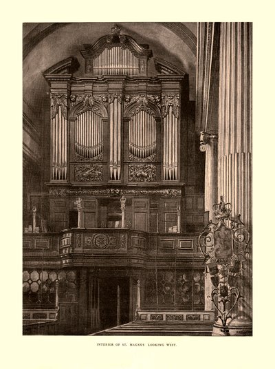 Interiør av St. Magnus Looking West, midten av slutten av 1800-tallet. av Unbekannt