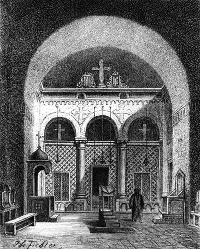 Interiør i en kirke, Egypt, 1881 av Unbekannt
