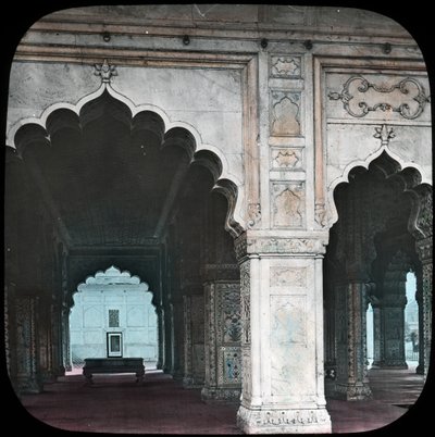 Interiøret i Diwan-i-Khas, Red Fort, Delhi, India, slutten av 1800- eller begynnelsen av 1900-tallet av Unbekannt