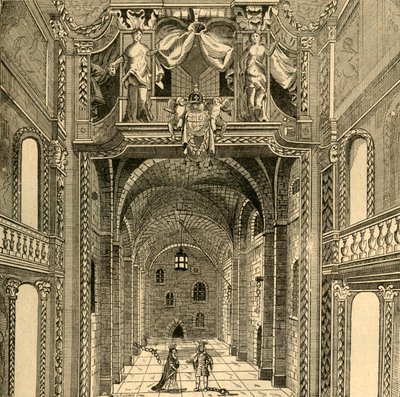 Interiør av Dukes Theatre, c1673, 1897. av Unbekannt