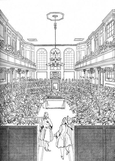 Interiør av Underhuset i 1742 1905 av Unbekannt
