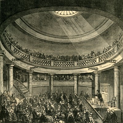 Interiør av Rotunda, Blackfriars Road, i 1820, c1878. av Unbekannt