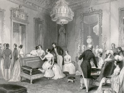 Interiøret i den gule salongen, Buckingham Palace, London, 1840 av Unbekannt