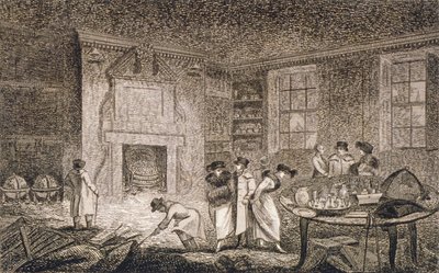 Innvendig utsikt over lokalene til Nathaniel Bentley, Leadenhall Street, City of London, 1804 av Unbekannt