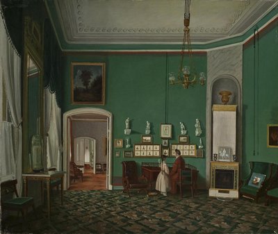 Interiør med en Enfilade, 1830-tallet av Unbekannt